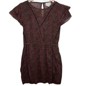 Band of Outsiders Red Floral Ditzy Lightweight Tea Dress Women Size 0